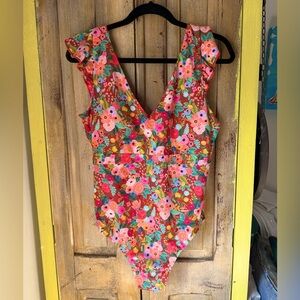 NWT Summersalt Limited Edition floral print “Ruffle Backflip “ Bathing suit